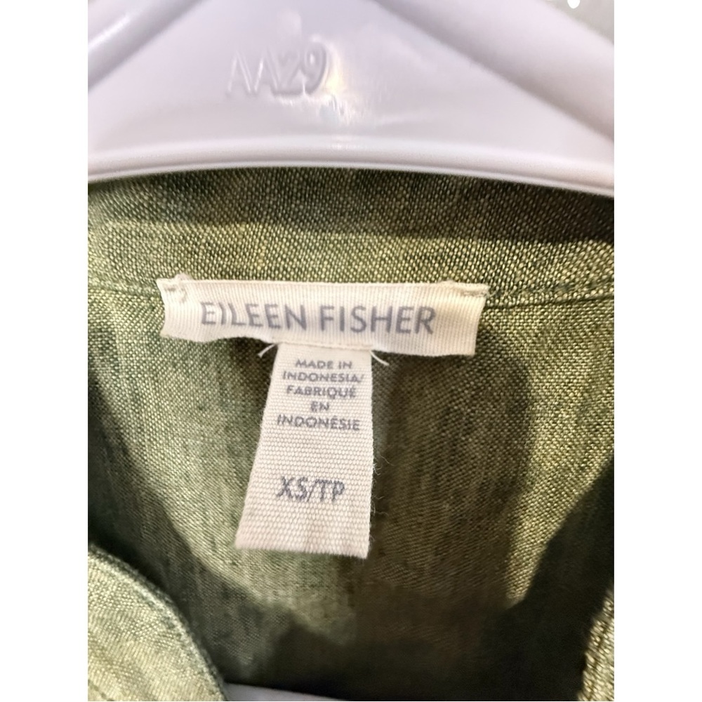 Eileen Fisher Olive Green Linen Shift Dress - Picture 6 of 7